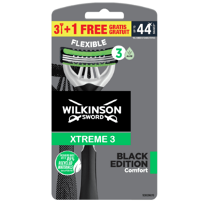 WILKINSON SWORD Xtreme3 Black edition comfort - jednorázový holicí strojek (3+1 ks) 4 ks obraz