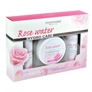 VIVAPHARM dárková kazeta rose water - pleťová čistící voda 200ml + zvláčňující krém 200ml + odličovací mléko 200ml obraz