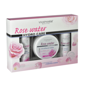 VIVAPHARM dárková kazeta rose water - pleťová čistící voda 200ml + zvláčňující krém 200ml + tělové mléko 200ml obraz