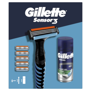 GILLETTE Dárková sada: Sensor3 holicí strojek + 5 Hlavic + Series mini gel 75ml obraz