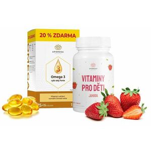 APOROSA Vitaminy pro děti jahoda 90 ks + Omega 3 rybí olej Forte 90 ks obraz