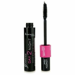 Rimmel Glam´ Eyes Day 2 Night řasenka pro prodloužení a zahuštění řas 2 v 1 odstín 001 Black 9.5 ml obraz