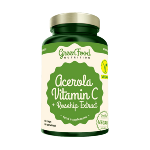 GREENFOOD NUTRITION Acerola Vitamin C+Rosehip Extract 60 kapslí obraz