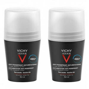 Vichy Sada deodorantů pro citlivou pokožku Homme 48H Deo roll-on (Anti-Transpirant Extra Sensitive) 2 x 50 ml obraz