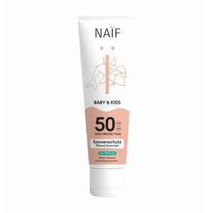 NAÏF Ochranný krém na opalování pro děti a miminka bez parfemace SPF 50 Baby & Kids (Mineral Sunscreen 0% Parfume) 100 ml obraz