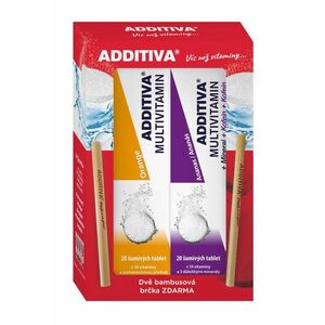 Additiva Multivitamin pomeranč + ananas 2x20 šumivých tablet + 2x bambusové brčko obraz