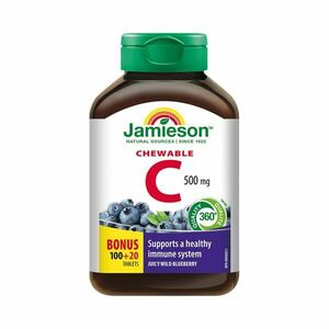 Jamieson Vitamín C 500 mg příchuť borůvka 120 cucacích tablet obraz