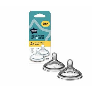 Tommee Tippee Advanced Anti-Colic Savička na lahev Střední průtok 3m+ náhradní savička 2 ks obraz