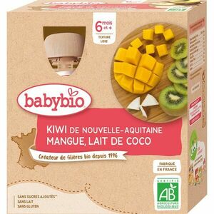 Babybio BIO kiwi, mango, kokos ovocný příkrm 4x90 g obraz