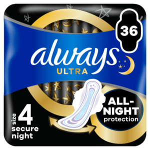 ALWAYS Ultra Secure Night hygienické vložky (vel. 4) s křidélky 36 ks obraz