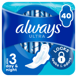 ALWAYS Ultra Day & Night hygienické vložky (vel. 3) s křidélky 40 ks obraz