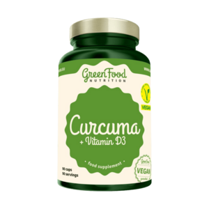 GREENFOOD NUTRITION Curcuma + Vitamin D3 90 kapslí obraz