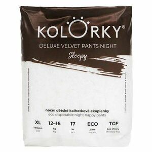 KOLORKY Deluxe velvet pants night - sleepy - xl (12-16 kg) - noční jednorázové kalhotkové eko plenky 17 ks obraz