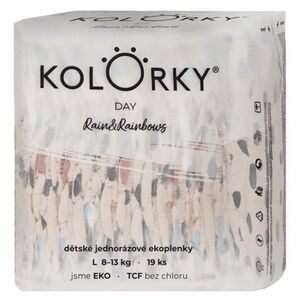 KOLORKY DAY Jednorázové EKO plenky déšť & duhy L (8-13 kg) 19 kusů obraz