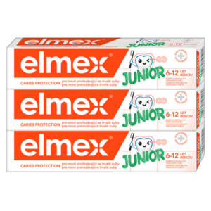 ELMEX Junior Dětská zubní pasta pro děti ve věku 6-12 let 3 x 75 ml obraz