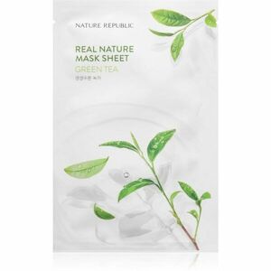 NATURE REPUBLIC Real Nature Green Tea Mask Sheet hydratační plátýnková maska se zeleným čajem 23 ml obraz