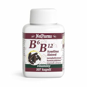 MEDPHARMA Vitamín B6 + B12 + kyselina listová 107 kapslí obraz