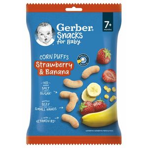 GERBER Snacks kukuřičné křupky jahoda a banán 28 g obraz