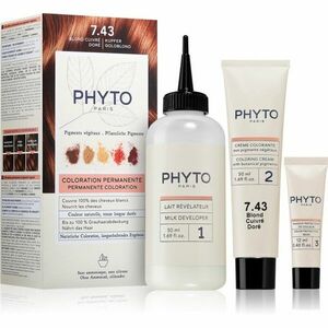 Phyto Color barva na vlasy s rostlinnými extrakty odstín 7.43 Copper Golden Blonde 3 ks obraz