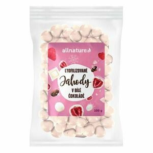 ALLNATURE Mrazem sušené jahody v bílé čokoládě 100 g obraz