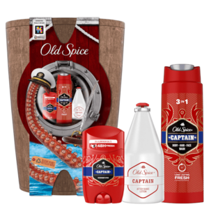 OLD SPICE V dřevěném soudku tuhý deodorant, sprchový gel a voda po holení Captain - santalové dřevo a citrusy obraz