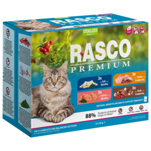 RASCO Kapsičky Premium Cat Pouch Sterilized - losos, treska, kachní, krůta 12 x 85 g obraz