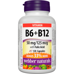 WEBBER NATURALS Vitamín B6 + B12 s kyselinou listovou 120 kapslí obraz