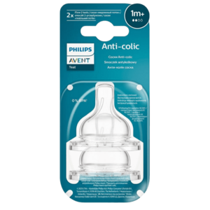 PHILIPS AVENT Anti-colic Dudlík na láhev č.2, pomalý průtok, 1m+, 2 ks obraz