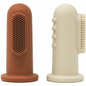 Mushie Finger Toothbrush dětský zubní kartáček na prst Clay/Shifting Sand 2 ks obraz