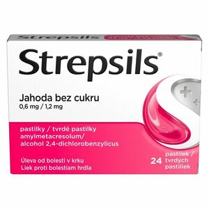 STREPSIL Jahoda 0, 6 mg/1.2 mg pastilky 24 kusů obraz