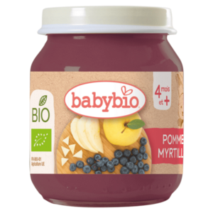 BABYBIO Bio jablko a borůvky 4m+ 130 g obraz