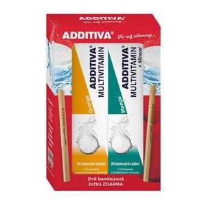 Additiva Multivitamin pomeranč + mango 2x20 šumivých tablet + 2x bambusové brčko obraz