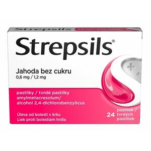 Strepsils Jahoda bez cukru 0, 6 mg/1, 2 mg 24 pastilek obraz