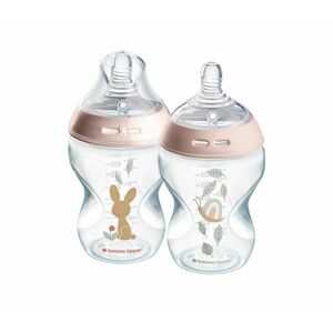 Tommee Tippee Natural Start Samosterilizační kojenecká lahev s Anti-Colic savičkou Pomalý průtok 0m+ 260 ml 2 ks růžová obraz