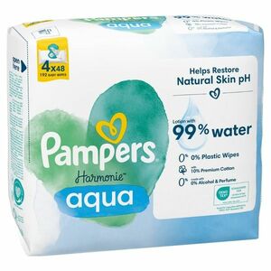 Pampers Harmonie Aqua vlhčené ubrousky 4x48 ks obraz