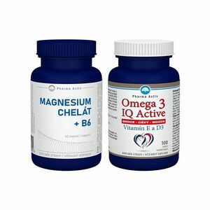 Pharma Activ Magnesium Chelát + B6 + Omega 3 IQ Activ Vitamín E a D3 60 kapslí + 100 tobolek obraz