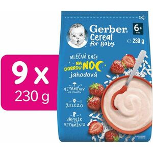 GERBER Cereal mléčná kaše jahodová Dobrou noc 9 x 230 g obraz