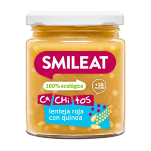 SMILEAT BIO příkrm quinoa s červenou čočkou, zeleninou s extra panenským olivovým olejem 10M+, 230 g obraz