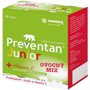 FARMAX Preventan Junior + vitamín C ovocný mix 90 tablet obraz