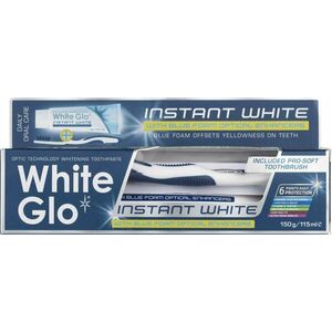 WHITE GLO Instant white + zubní a mezizubní kartáček 150 g obraz