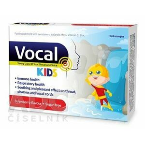 VOCAL KIDS bez cukru s jahodovou príchuťou 24 pastiliek obraz