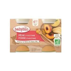 BABYBIO ovocný príkrm broskyňa, jablko 2 x 130 g obraz