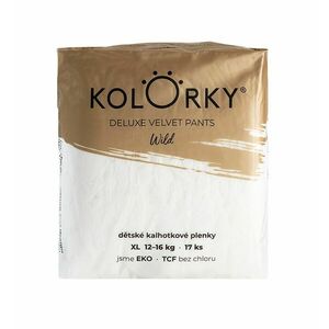 KOLORKY DELUXE VELVET PANTS Jednorázové kalhotkové eko plenky vel. XL 12-16 kg 17 ks wild obraz