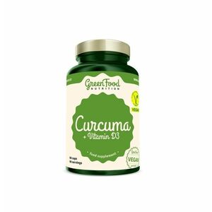 GreenFood Nutrition Curcuma + Vitamin D3 90 kapslí obraz