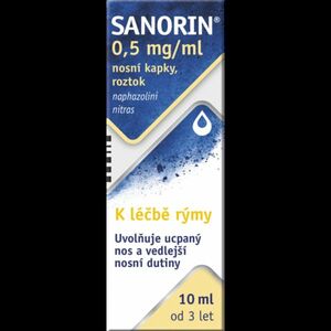 Sanorin 0, 5 mg/ml nosní kapky, roztok 10 ml obraz