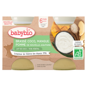 BABYBIO Brassé z kokosového mléka mango jablko 2x130 g obraz