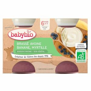 BABYBIO Brassé z ovesného mléka banán borůvka 2x130 g obraz