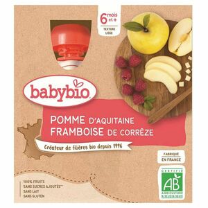 BABYBIO Jablko malina od 6.měsíců 4 x 90 g obraz