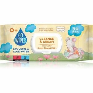 GoWipes Cleanse & Cream Sweet Almond Milk dětské jemné vlhčené ubrousky pro citlivou pokožku aloe vera 0+ 50 ks obraz