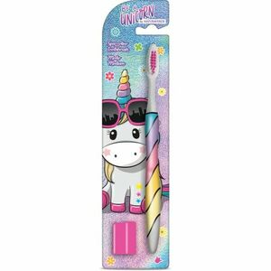 Be a Unicorn Naturaverde Toothbrush Medium zubní kartáček pro děti s cestovní krytkou 1 ks obraz